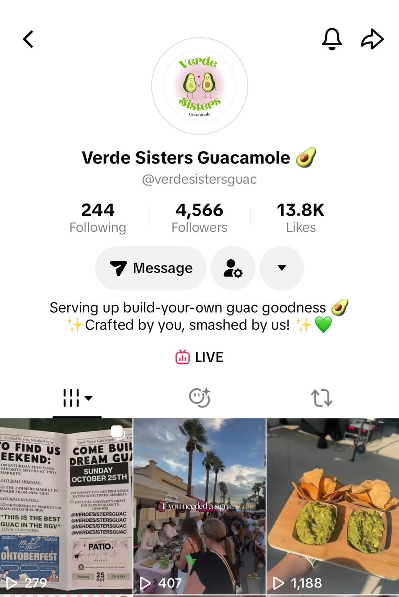 TikTok page preview